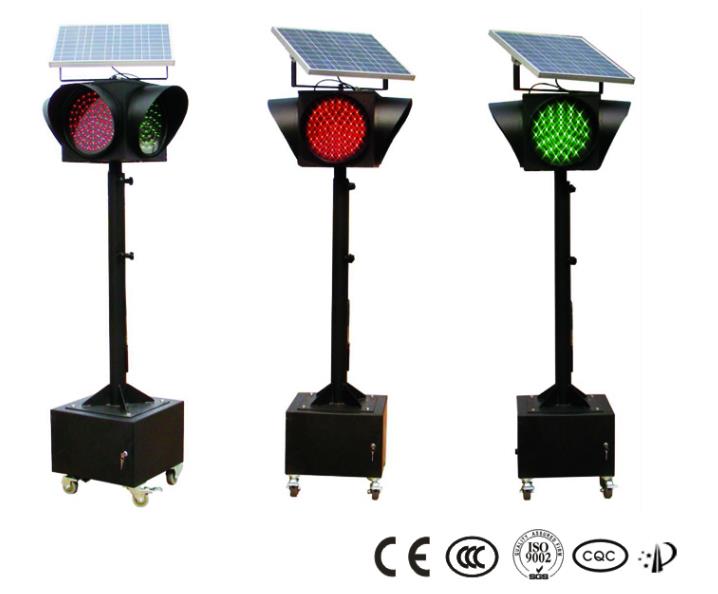 Kırmızı, sarı ve yeşil yol güneş trafiği ışığı, güneş LED trafiği uyarma ışığı